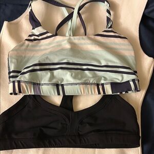 Bundle sale !!!Lululemon Athletica Pastel Striped and Black Sports Bras